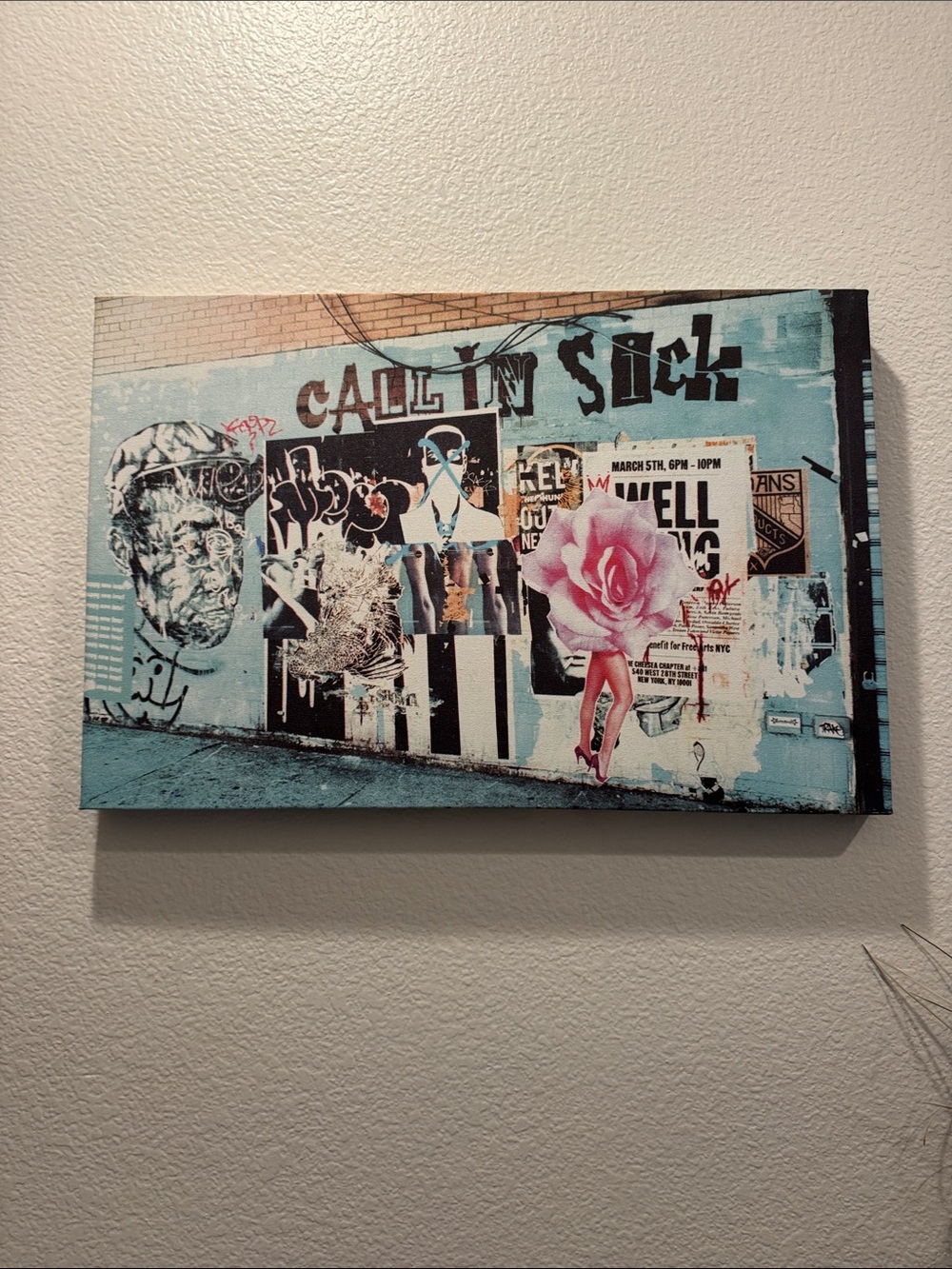 Oliver Gal Street Collage Print - Light Blue & Pink Rose